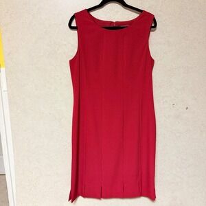 Kasper SZ 14 Women's Dark Red Sleeveless Sheath Career Office Boss‎ Lady Dress